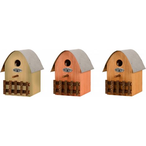 Esschert Design – Nichoir à oiseaux en bois et zinc – Abri pour mésanges et moineaux – Résistant aux intempéries – 22,2 x 15 x 20 cm (1/8)