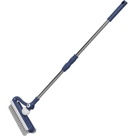 Brosse à sol à long manche, idéale pour nettoyer les terrasses, salles de bains, garages et cuisines, bleu indigo (1/5)