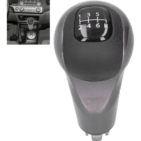 Pomello del cambio a 6 marce - Ricambio per Honda Civic DX EX LX (2006-2011) - Nero - Plastica, Metallo, Pelle sintetica (1/5)