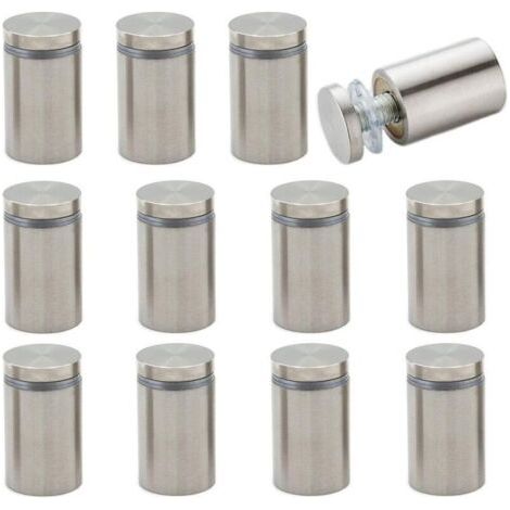 BUNTHAUS 12 Pièces Entretoise Support Vis Publicité en Acier Inoxydable Entretoise de Verre Acier Inoxydable Publicité Vis Verre Signe Publicité Clous pour Verre Photos 19X25mm