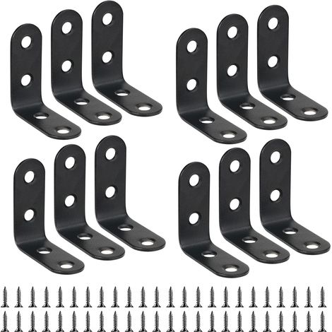 CSPARKV Eckstrebe, 40 mm x 40 mm, schwarz, rechtwinklige Halterung, L-förmige Halterung, 40 mm Edelstahl, 90-Grad-Eckstrebe, Regalhalterung für Holzmöbel, Schrankunterstützung, 12 Stück (1/5)