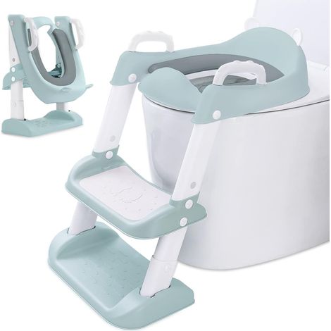 Kinder-Toilettensitzverkleinerer, klappbarer Tritthocker, verstellbarer PU-Sitz, rutschfest, UVO-Toilette (1/5)
