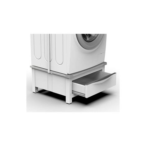 Socle avec étagère pour machine à laver – Dimensions 555x62mm – Charge max 250kg – Hauteur toboggan 31cm – Profondeur 40cm – Contenu 28L – Meliconi