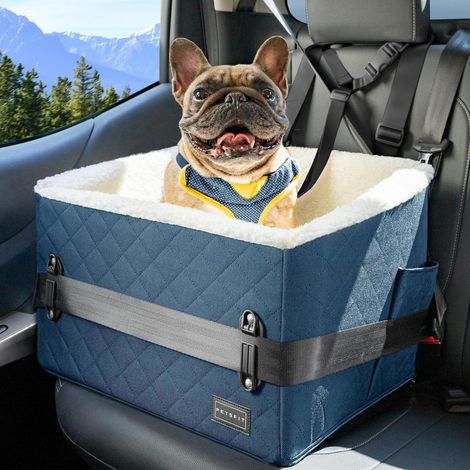 Erhöhter Hundeautositz mit Sicherheitspatent, bis 12kg, Blau (1/5)