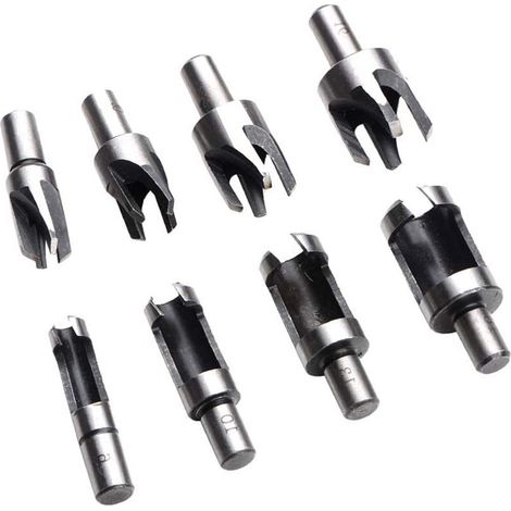 Foret Bois - Foret Conique Et Foret Griffe En Acier Au Carbone Trempé - Pour Perceuse À Main Ou Sur Banc - 6 mm 10 mm 13 mm 16 mm - Lot De 8 Pièces (1/5)