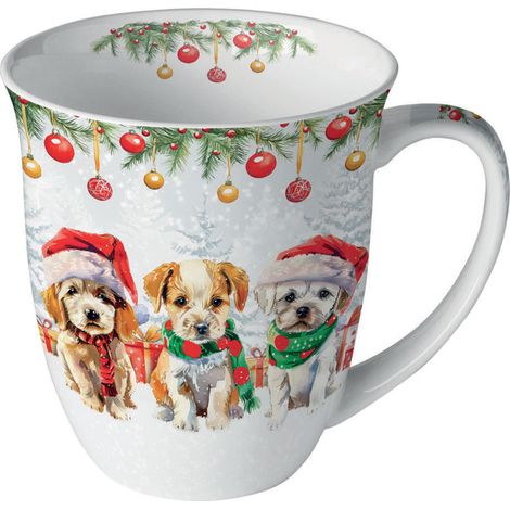 Mug en porcelaine fine chiots de Noël  0,4 litre (1/2)