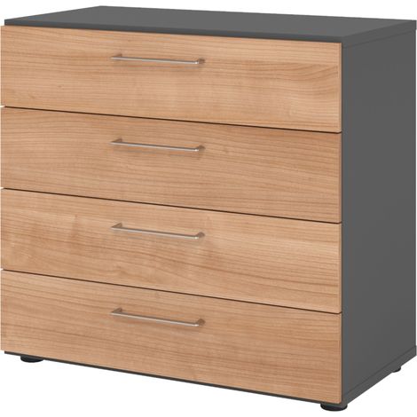 bümö smart Schubladen Schrank - 4 Schübe   Graphit/Nussbaum (1/5)
