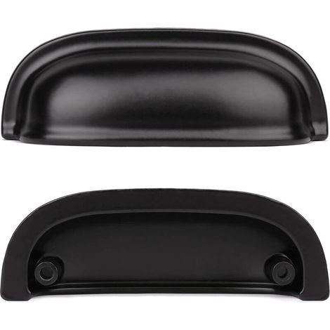 Poignées de porte décoratives vintage pour tiroirs d'armoires, poignées en coquillage vintage (10 pièces, noires) (1/3)