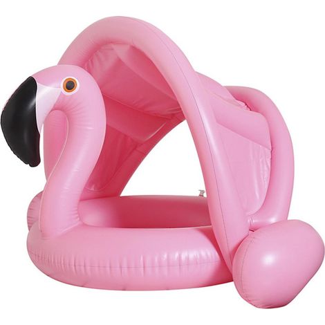 Bouée bébé flamant rose avec pare-soleil, aide à la baignade gonflable pour piscine bébé (1/5)