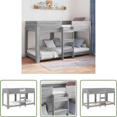 vidaXL Kinderzimmer Möbel - Etagenbett für Kinder Graues Sonoma 90 x 190 cm Holzwerkstoff (1/5)