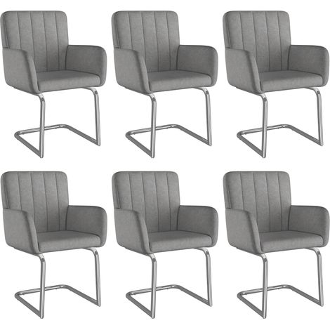 Set di 6 sedie da pranzo grigie in PU, struttura metallica, design moderno (1/5)