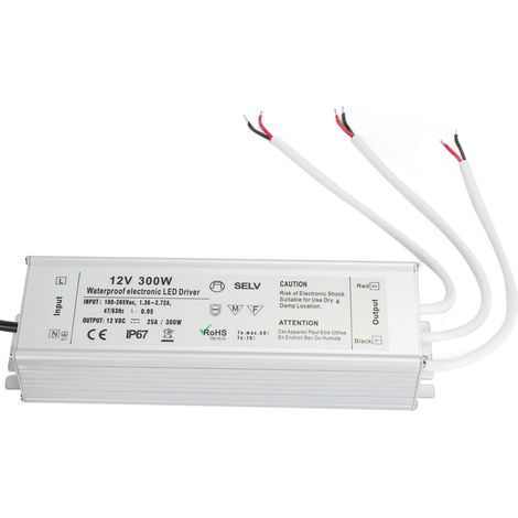 Alimentation LED étanche IP67 300W transformateur 12V 0‑25A AC100‑265V EU