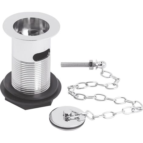 Round Basin Waste with Brass Plug & Link Chain - Chrome