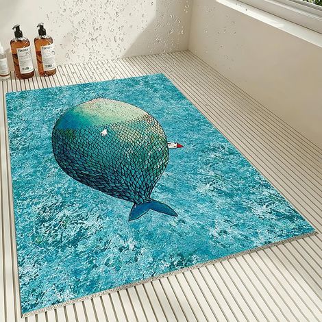 Tapis de Douche antidérapant 80x120 cm Grand Tapis de Bain de Style Moderne en PVC Doux et Confortable avec Trous de Drainage, Haute perméabilité à l'eau, adapté aux Zones humides (1/5)