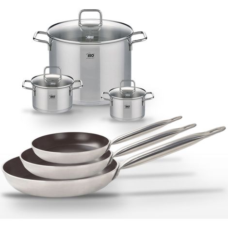 Lot de 3 Poêles 24/28/32 cm céramique Elo Bistro Line & 3 Faitouts 14/16/26 cm Elo Citrin (1/5)