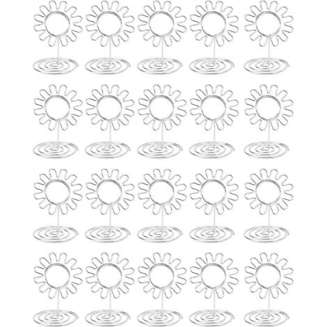 Lot de 20 porte-photos de table en fil métallique, surface plaquée or, réutilisables, pour mariage et autres occasions. (1/4)