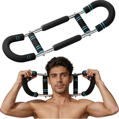 Appareil d'entraînement des bras Twister, dispositif d'entraînement de poitrine réglable & appareil de musculation (30-50 kg), barre Twister portable à 3 niveaux avec design amovible pour gym à domici (1/5)