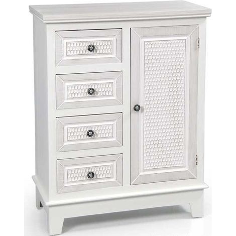 ELEGANT MOBILE CON ANTA E 4 CASSETTI 66X32X84 CM COLORE BIANCO