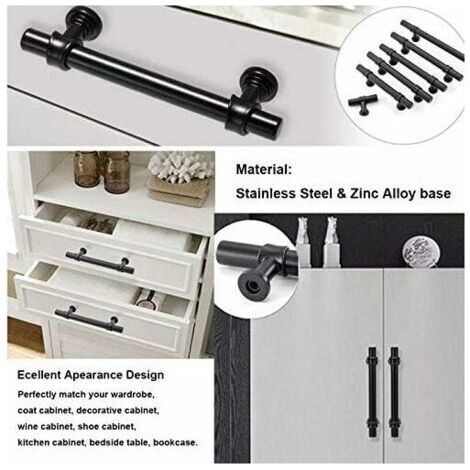 NALOOKAMIC Pack of 2 Black 96 mm Bathroom Cabinet Handles, For Cabinets, Cupboards, Bathroom, and Kitchen (1/4)