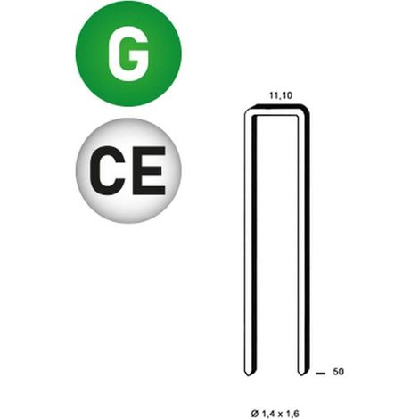 10 000 Agrafes Galvanisées 12 Microns Z-50 - 11.1x50x1.4x1.6 mm - 6Z - D-Work