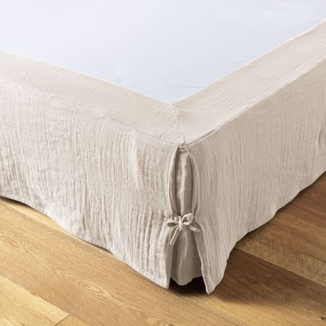 Cache sommier double gaze de coton pampa 180x200 cm (1/2)