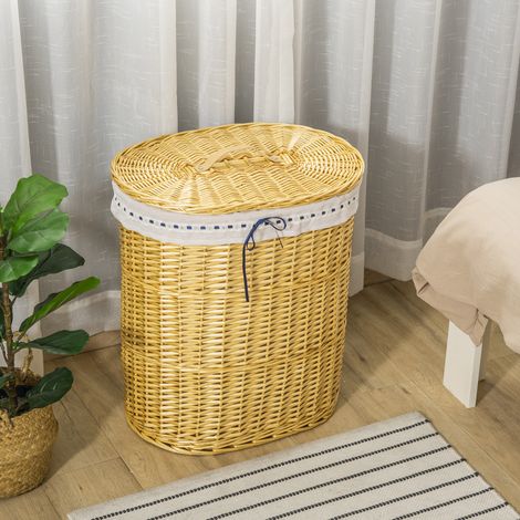 Wäschekorb mit Deckel 51x38x57 cm Rattan Natur OKMYHOME (1/4)