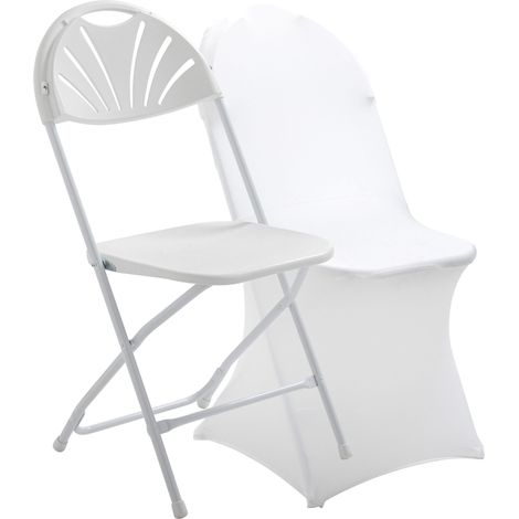 Chaise pliante et housse de chaise blanche (1/5)