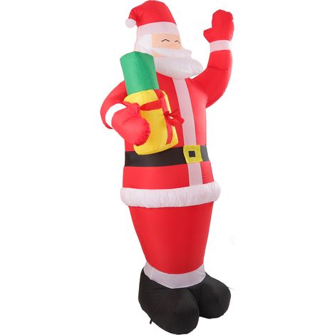 Bonhomme de Noël gonflable avec sac cadeau et LED, pour jardin ou terrasse (UE 220-240V).