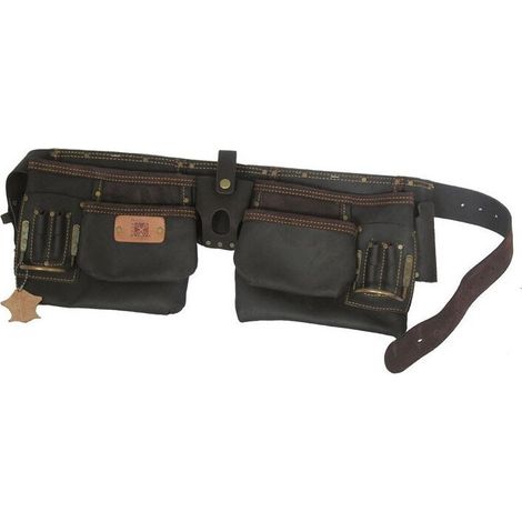 Poche double en cuir tanné avec ceinture Mondelin (1/2)