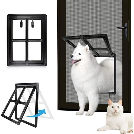 Ikodm – Porte pour animaux de compagnie – Ouverture 30,5 cm x 40,6 cm – Système de fermeture automatique – Couleur noire pour animaux moyens à grands (1/5)