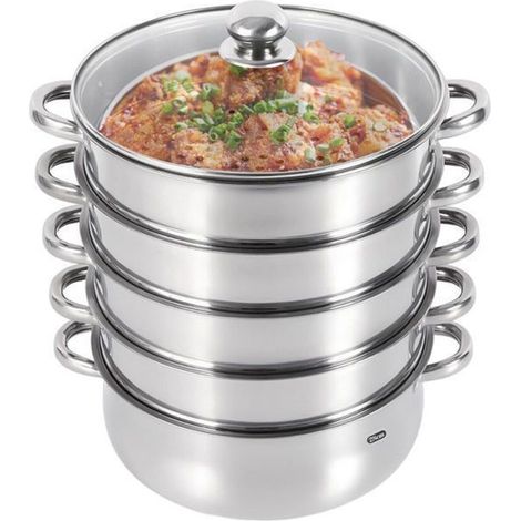 28 cm Diamètre Pot à vapeur en acier inoxydable à 5 couches grand Cuiseur vapeur cuisine domestique / commerciale CUIT VAPEUR