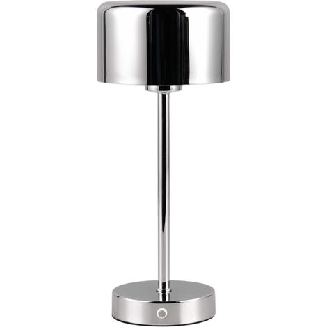 JEFF LAMPADA DA TAVOLO RICARICABILE METALLO CROMO REGOLAZIONE INTESITA' TOUCH H.30CM led  1,5W 120lm, 3000K