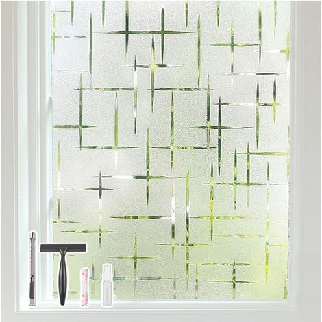 Milchglas-Fensterfolie mit Kreuzmuster, 44,5 x 200 cm, UV-Schutz, Sichtschutz, ohne Klebstoff, für Zuhause, Büro, Küche (1/5)