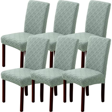 Housse de Chaise Salle a Manger Vert Sauge Extensible Lavable 6 Pièces Amovible (1/5)