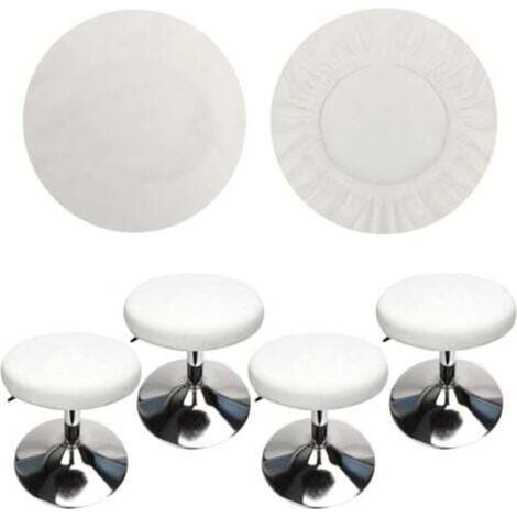 [JAMAIS UTILISÉ] (4 Pièces Blanc)Housse Tabouret Rond Housse Tabouret de Bar, Tissu de Luxe, Diamètre 30-40cm, Extensible, Infroissable, Lavable et Anti-Poussière (1/4)