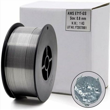 SABIR Bobine de Fil Fourre de Flux Sans Gaz Auto-blinde E71T-GS 0.8mm 1kg Pour le Soudage MIG Universel Pour Tous Azimuts (1/5)