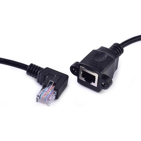 Links abgewinkeltes Netzwerkkabelverlängerungskabel, RJ45-Stecker (männlich/weiblich) mit Schraubloch, Hochgeschwindigkeits-RJ45-Netzwerkstecker (männlich/weiblich)