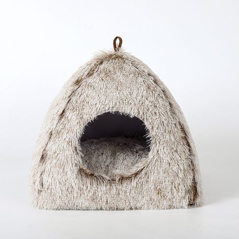 (Kaki) Nid pour chat en forme de donut (1 pièce), jouet pour chat, convient aux chats d'intérieur et d'extérieur, niche d'hiver. (1/3)