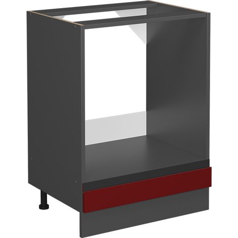 Armario para horno empotrado R-Line, Rojo, 60 cm En forma de J, sin encimera, Vicco