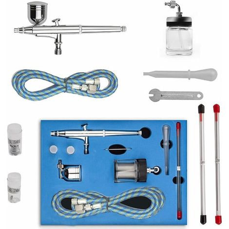 Makeup Airbrush Tattoo Spray Kit 0.2mm/0.5mm Needle for Body Painting Nail Art Temporary Tattoos (1/5)
