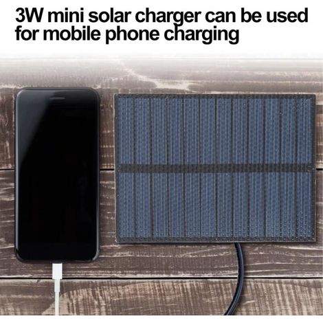 Panneau Solaire 3W 5V USB Polysilicium Portable IP67 pour téléphones, petits ventilateurs, camping et activités outdoor (1/4)