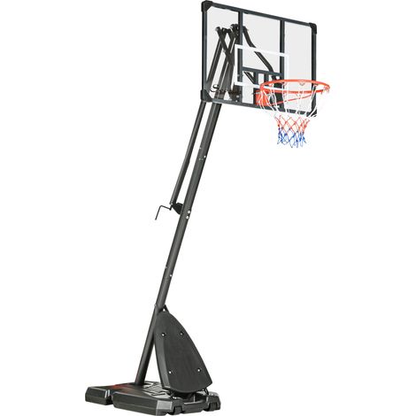 2.4-2.9m Adjustable Basketball Hoop and Stand with Weighted Base, Portable on Wheels, Black