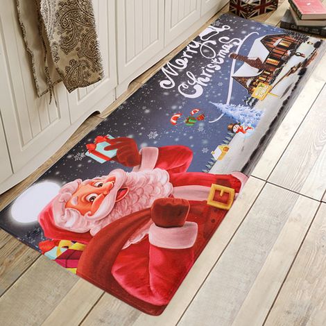 Paillasson motif Père Noël, tapis de sol en flanelle antidérapant, carpette d'entrée décorative pour maison (1/5)