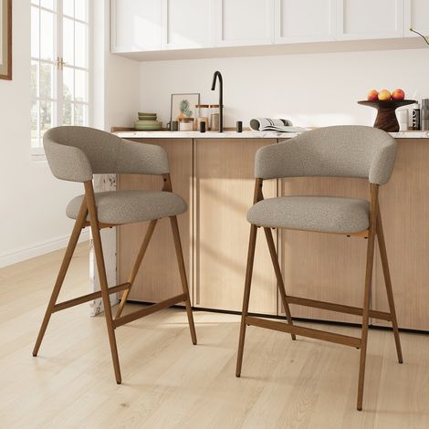 COLAMY Lot de 2 chaises de bar – Tabourets avec dossier haut et assise confortable, structure en métal robuste, parfaits pour cuisine, bar, îlot ou salle à manger,marron