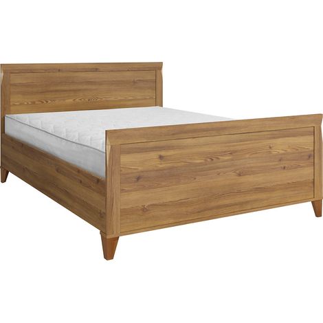 Lit adule double 140x200 lit 2 places coloris Mélèze doré - Longueur 204,5 x Profondeur 145,5 x Hauteur 78,5-102,5 cm (1/3)