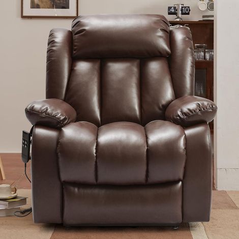 Fauteuil releveur inclinable à Position allongée Infinie pour Adultes, Fauteuil électrique à Double Moteur pour Personnes âgées avec Massage et Chauffage (Brown) (1/5)