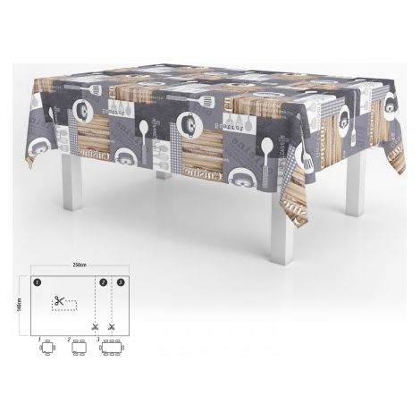 Tovaglia Antimacchia Tela Cerata Rettangolare 140 x 250 cm. cucina (1/4)
