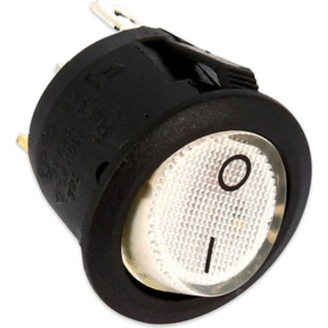 INTERRUTTORE TONDO LUMINOSO BIANCO 20mm 3 contatti VARI USI Elettrodomestici