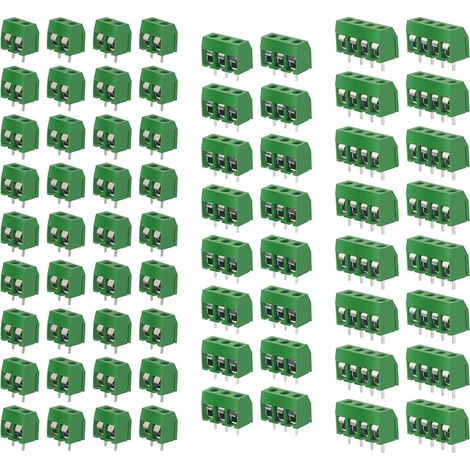 150 Pièces 5mm PCB Vis Connecteur, Bornier à Souder Vert, 2/3/4 Broches Bornier à Vis de PCB Circuit Imprimé (1/5)