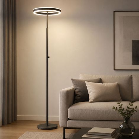 Lampada da terra a LED, lampada da soggiorno orientabile, antracite, metallo, H 181 cm (1/5)
